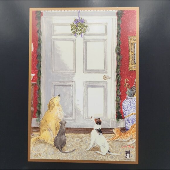 Set Of 4 Pimpernel Placemats Dog and Cat at Christmas Door Ciao Bella Studios - Picture 13 of 16